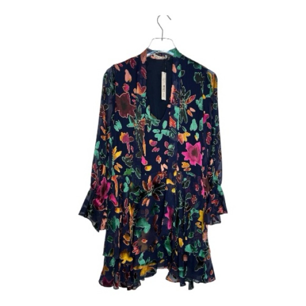 NWT Alice + Olivia Floral Long Sleeve Dress Navy Floral Dress Size Small